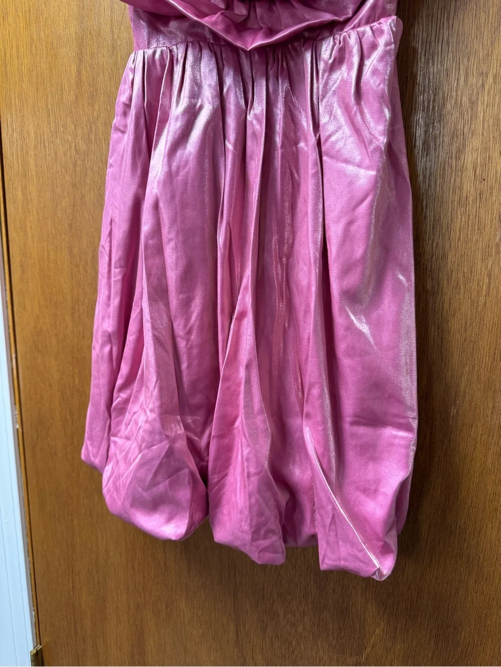 Sister Jane Sea Peony Satin Sleeveless Mini Dress Rosette Bubble Hem Pink M+ NEW
